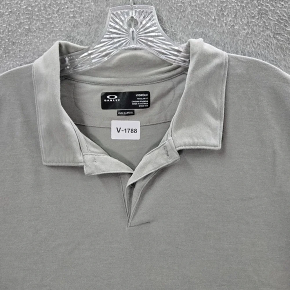 Oakley Men Polo Shirt XL Gray Golf Performance Hydrolix Short‎ Sleeve Collar